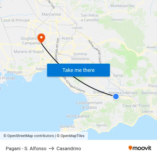 Pagani - St. Alfonso to Casandrino map