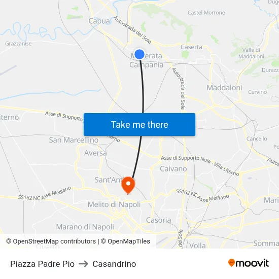 Piazza Padre Pio to Casandrino map