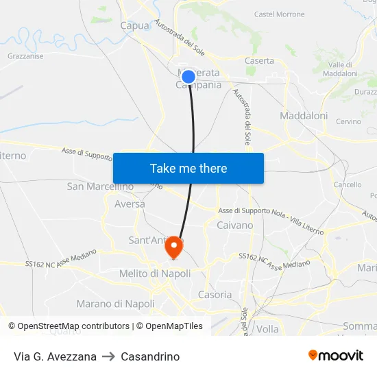 Via G. Avezzana to Casandrino map