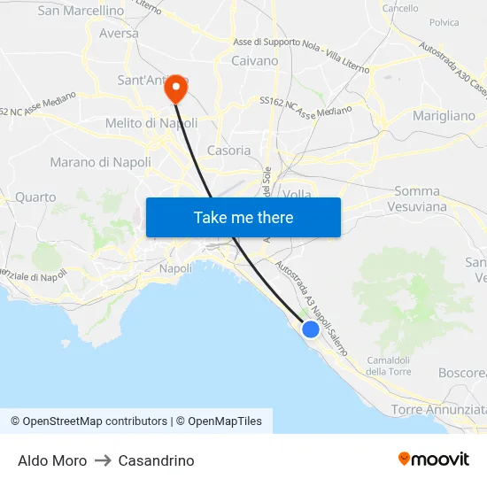 Aldo Moro to Casandrino map