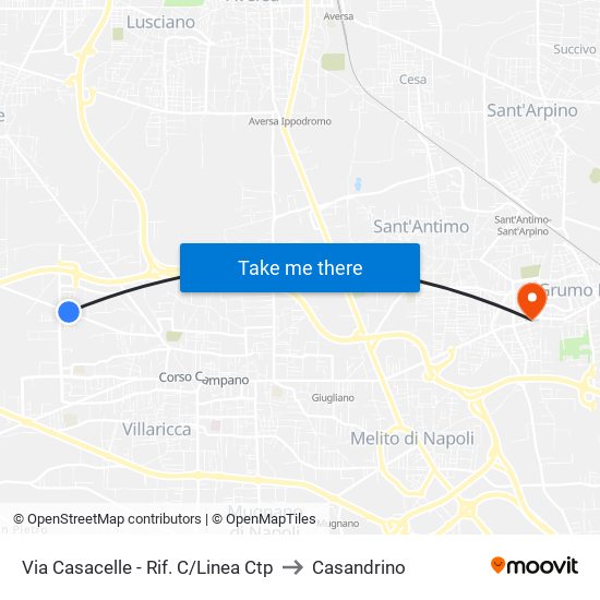 Via Casacelle - Rif. C/Linea Ctp to Casandrino map