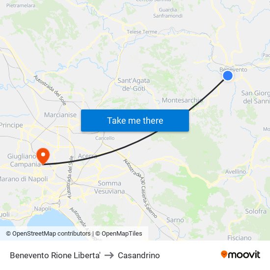 Benevento Rione Liberta' to Casandrino map