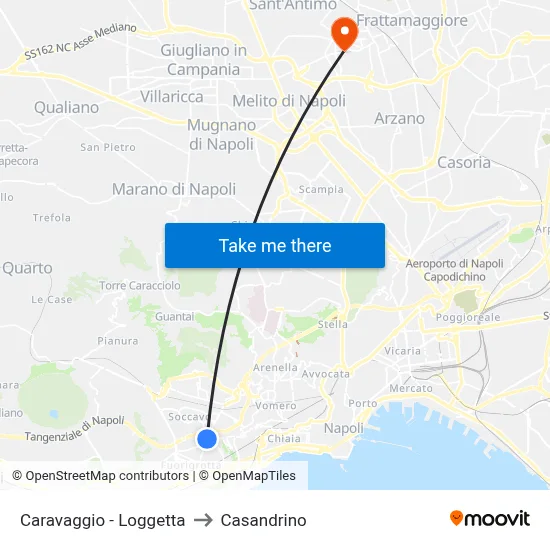 Caravaggio - Loggetta to Casandrino map