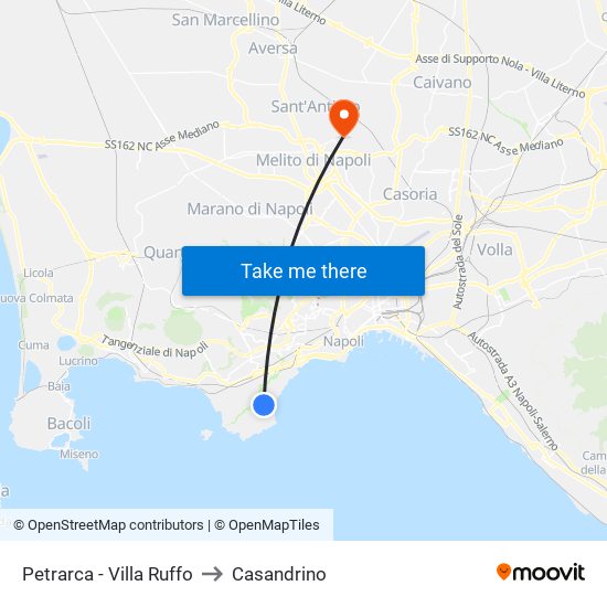Petrarca - Villa Ruffo to Casandrino map