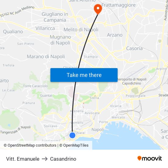 Vitt. Emanuele to Casandrino map