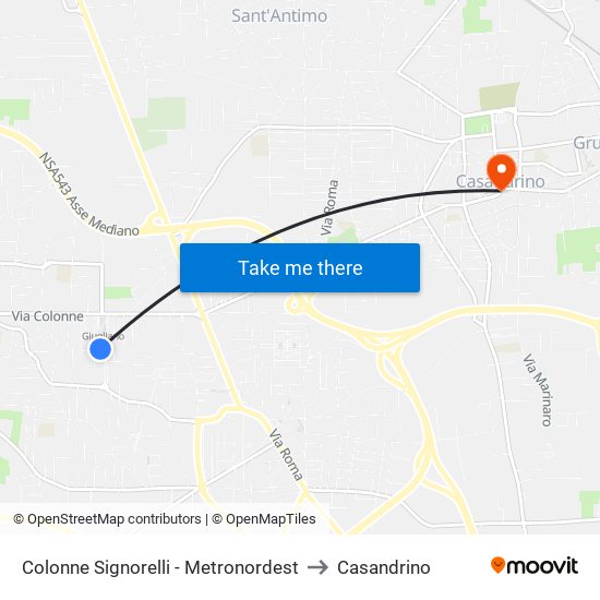Colonne Signorelli - Metronordest to Casandrino map