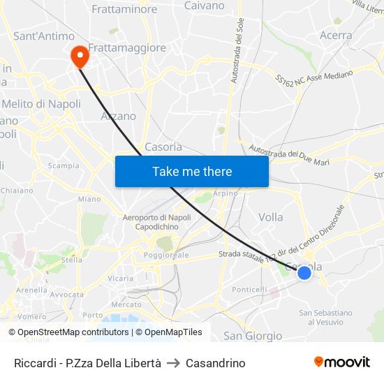 Riccardi - P.Zza Della Libertà to Casandrino map
