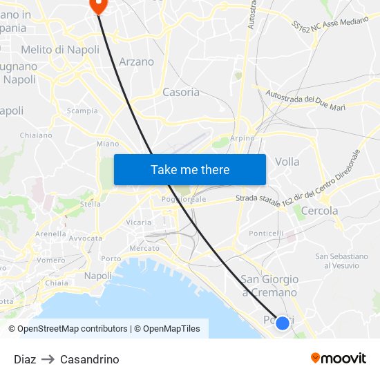 Diaz to Casandrino map