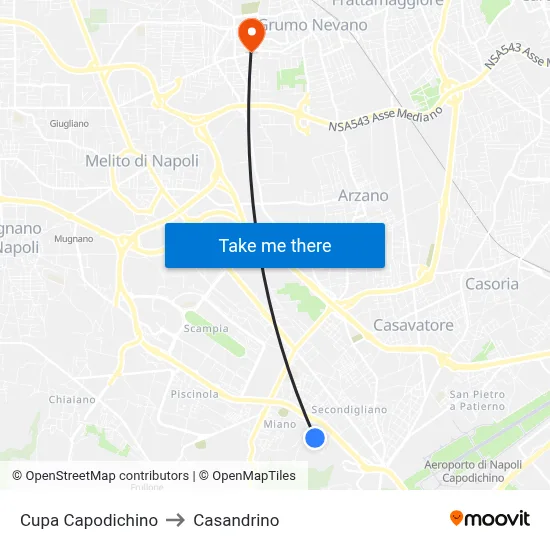 Cupa Capodichino to Casandrino map