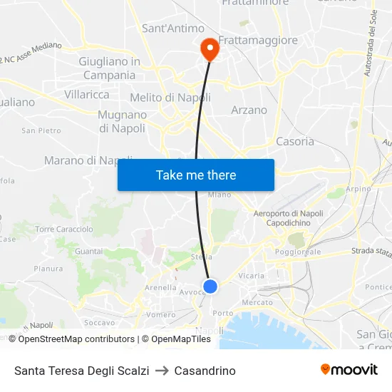 Santa Teresa Degli Scalzi to Casandrino map