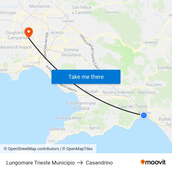 Lungomare Trieste Municipio to Casandrino map