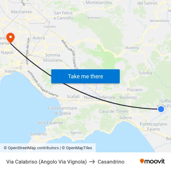 Via Calabriso (Corner of Via Vignola) to Casandrino map
