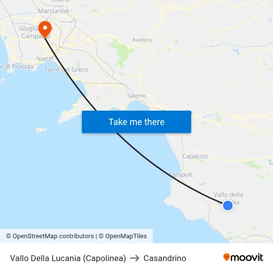 Vallo Della Lucania (Terminal) to Casandrino map