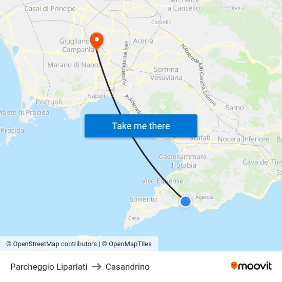 Liparlati Parking to Casandrino map