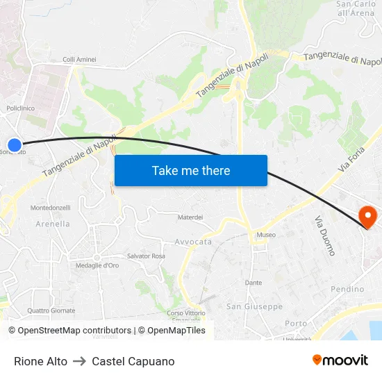 Rione Alto to Castel Capuano map