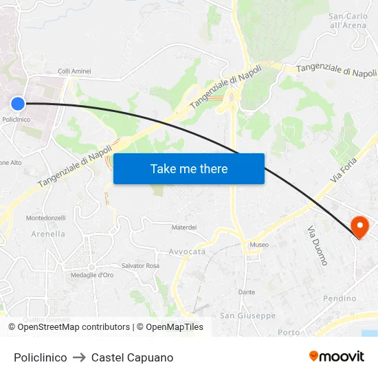 Polyclinic to Castel Capuano map