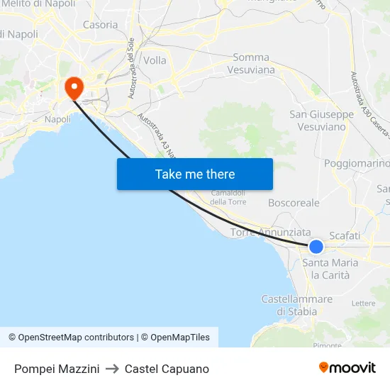 Pompei Mazzini to Castel Capuano map