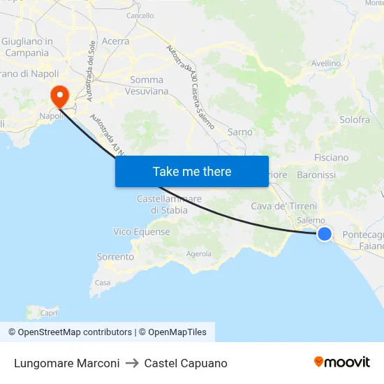 Marconi Waterfront to Castel Capuano map