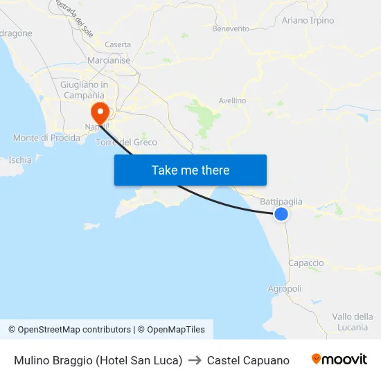 Mulino Braggio (San Luca Hotel) to Castel Capuano map