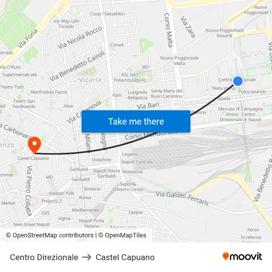 Directional Center to Castel Capuano map