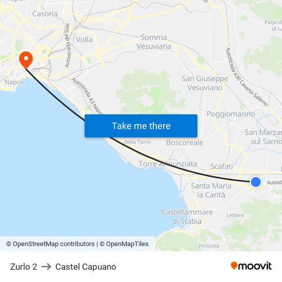 Zurlo 2 to Castel Capuano map