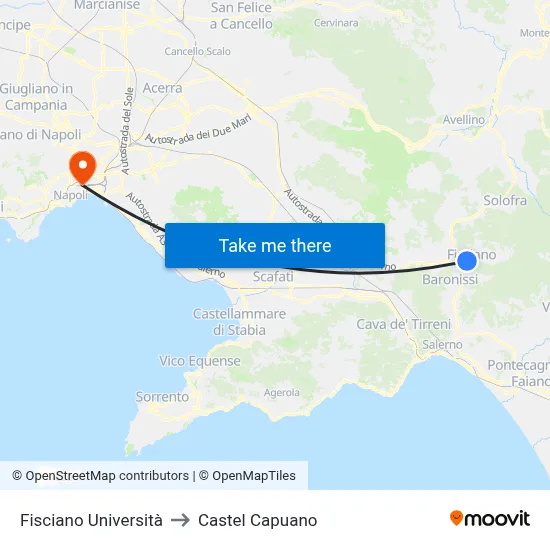 Fisciano University to Castel Capuano map