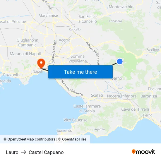 Lauro to Castel Capuano map