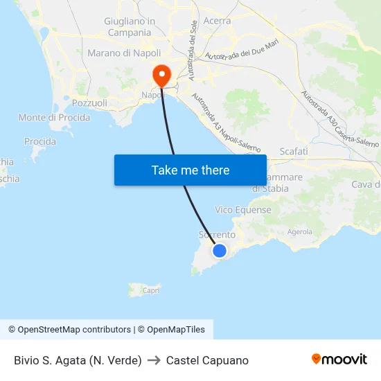 Bivio S. Agata (N. Verde) to Castel Capuano map