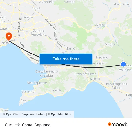 Curti to Castel Capuano map