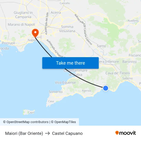 Maiori (Bar Oriente) to Castel Capuano map