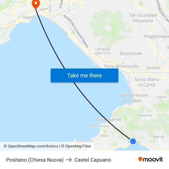 Positano (New Church) to Castel Capuano map