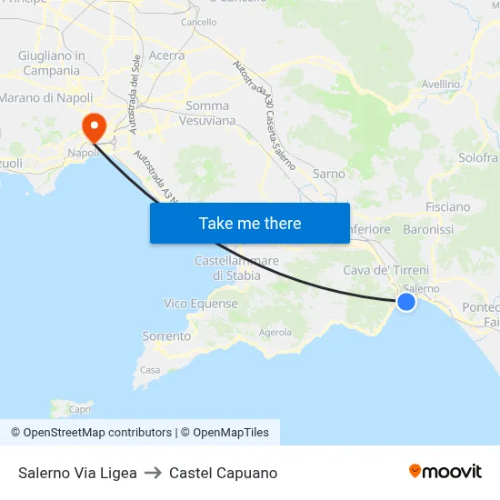 Salerno Via Ligea to Castel Capuano map