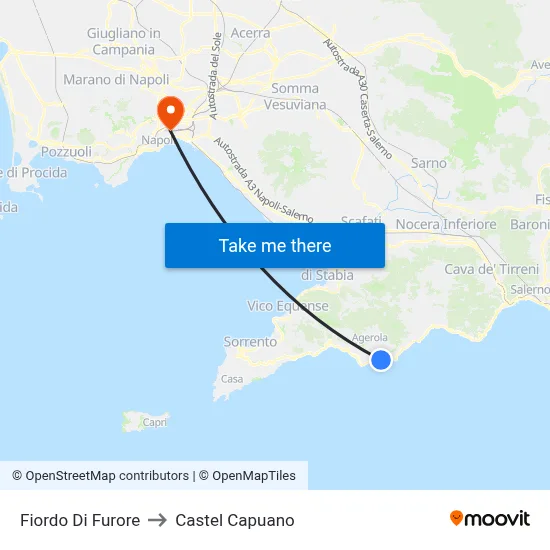 Furore Fjord to Castel Capuano map