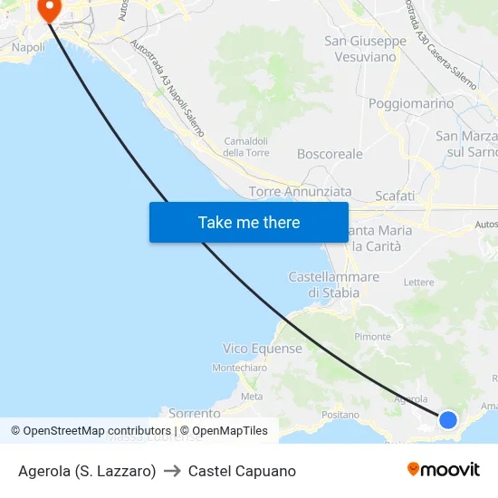 Agerola (St. Lazarus) to Castel Capuano map