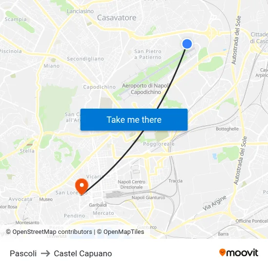 Pascoli to Castel Capuano map