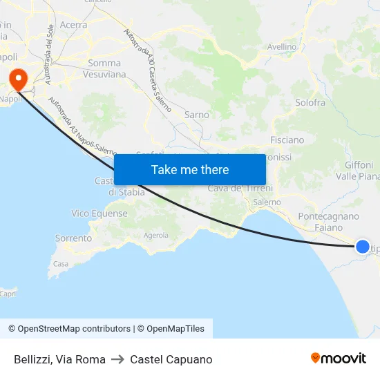 Bellizzi, Roma Street to Castel Capuano map