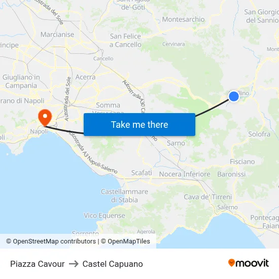 Cavour Square to Castel Capuano map