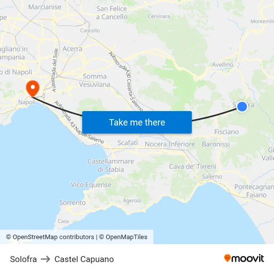 Solofra to Castel Capuano map