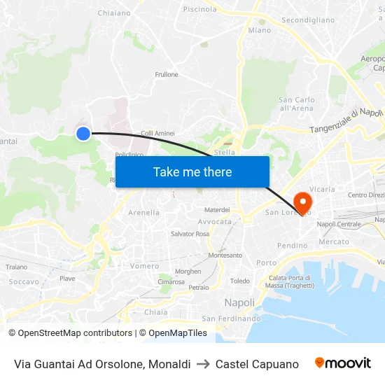 Via Guantai Ad Orsolone, Monaldi to Castel Capuano map