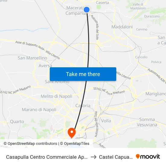 Casapulla Apollo Shopping Center to Castel Capuano map
