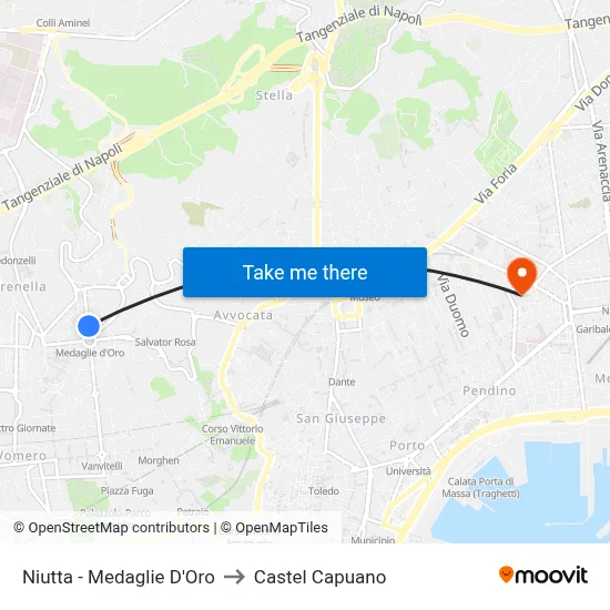 Niutta - Gold Medals to Castel Capuano map