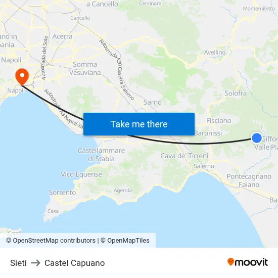 Sieti to Castel Capuano map