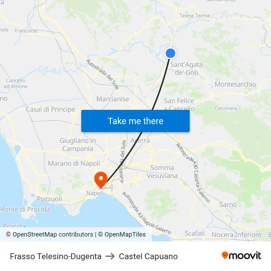 Frasso Telesino-Dugenta to Castel Capuano map