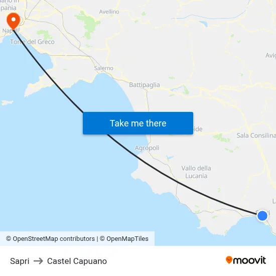 Sapri to Castel Capuano map