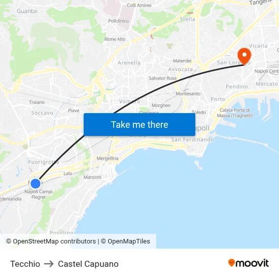 Tecchio to Castel Capuano map