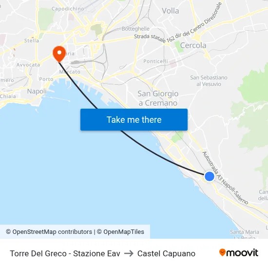 Torre Del Greco - Stazione Eav to Castel Capuano map