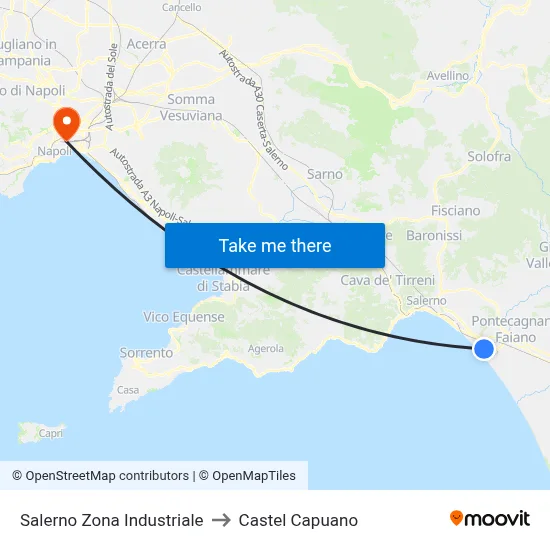 Salerno Industrial Zone to Castel Capuano map