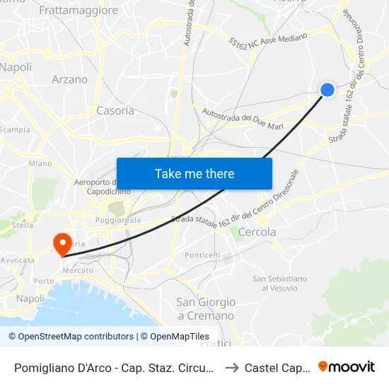 Pomigliano D'Arco - Circumvesuviana Station to Castel Capuano map