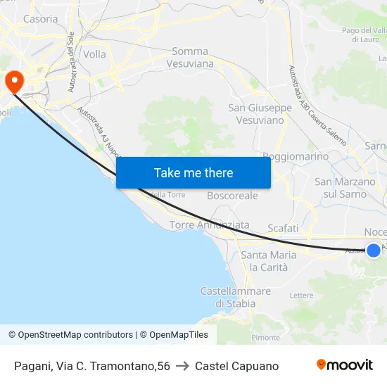 Pagani, C. Tramontano Street, 56 to Castel Capuano map