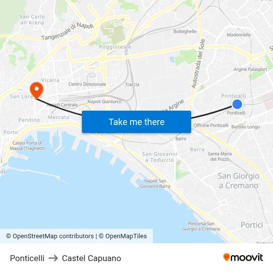 Ponticelli to Castel Capuano map